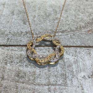 10k Two Tone Circle Pendant and 10k Gold Chain